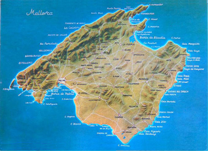 Mapa de la isla de Mallorca