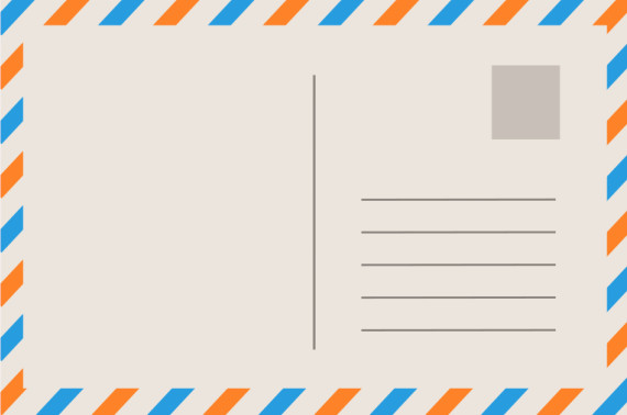 imagen de una postal por la parte por la que se escribe